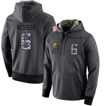 NFL Men's Nike Cleveland Browns #6 Cody Kessler Stitched Black Anthracite Salute to Service Player Performance Hoodie inbean