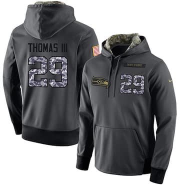 NFL Men's Nike Seattle Seahawks #29 Earl Thomas III Stitched Black Anthracite Salute to Service Player Performance Hoodie inbean