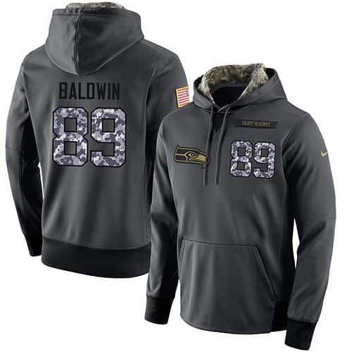 NFL Men's Nike Seattle Seahawks #89 Doug Baldwin Stitched Black Anthracite Salute to Service Player Performance Hoodie inbean