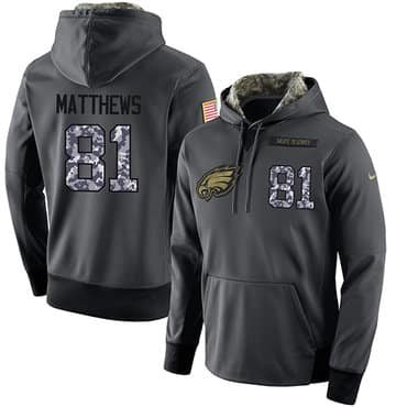 NFL Men's Nike Philadelphia Eagles #81 Jordans Matthews Stitched Black Anthracite Salute to Service Player Performance Hoodie inbean