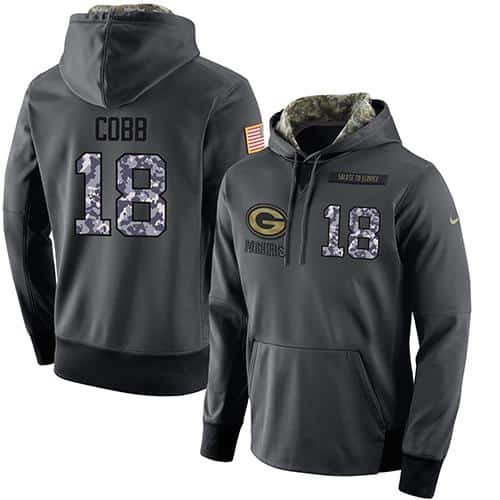 NFL Men's Nike Green Bay Packers #18 Randall Cobb Stitched Black Anthracite Salute to Service Player Performance Hoodie inbean