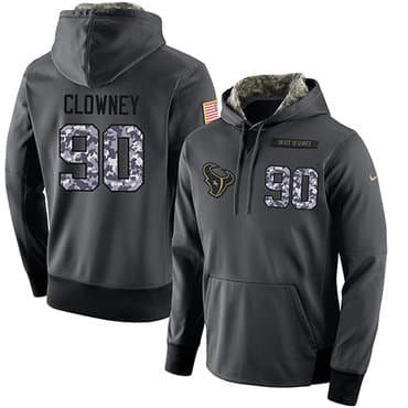 NFL Men's Nike Houston Texans #90 Jadeveon Clowney Stitched Black Anthracite Salute to Service Player Performance Hoodie inbean