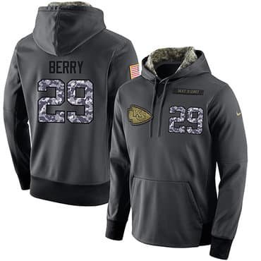 NFL Men's Nike Kansas City Chiefs #29 Eric Berry Stitched Black Anthracite Salute to Service Player Performance Hoodie inbean