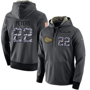 NFL Men's Nike Kansas City Chiefs #22 Marcus Peters Stitched Black Anthracite Salute to Service Player Performance Hoodie inbean