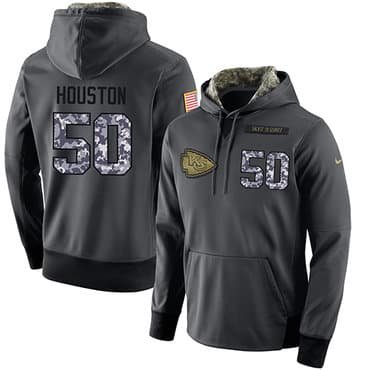 NFL Men's Nike Kansas City Chiefs #50 Justin Houston Stitched Black Anthracite Salute to Service Player Performance Hoodie inbean