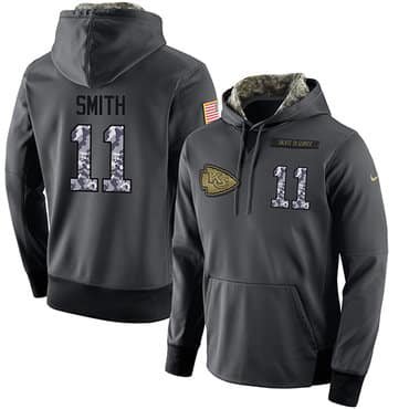 NFL Men's Nike Kansas City Chiefs #11 Alex Smith Stitched Black Anthracite Salute to Service Player Performance Hoodie inbean