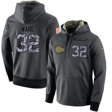 NFL Men's Nike Kansas City Chiefs #32 Spencer Ware Stitched Black Anthracite Salute to Service Player Performance Hoodie inbean