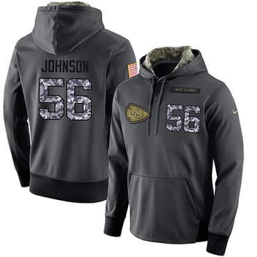 NFL Men's Nike Kansas City Chiefs #56 Derrick Johnson Stitched Black Anthracite Salute to Service Player Performance Hoodie inbean