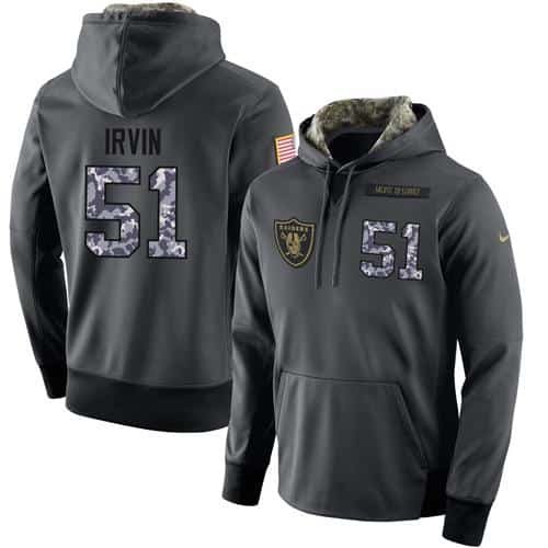 NFL Men's Nike Oakland Raiders #51 Bruce Irvin Stitched Black Anthracite Salute to Service Player Performance Hoodie inbean