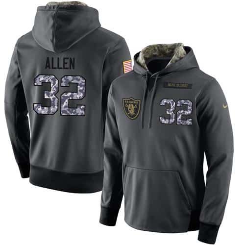 NFL Men's Nike Oakland Raiders #32 Marcus Allen Stitched Black Anthracite Salute to Service Player Performance Hoodie inbean