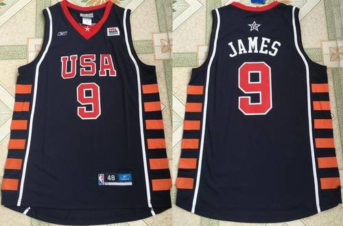 2004 Olympics Team USA Men's #9 LeBron James Navy Blue Stitched Basketball Reebok Swingman Jersey inbean