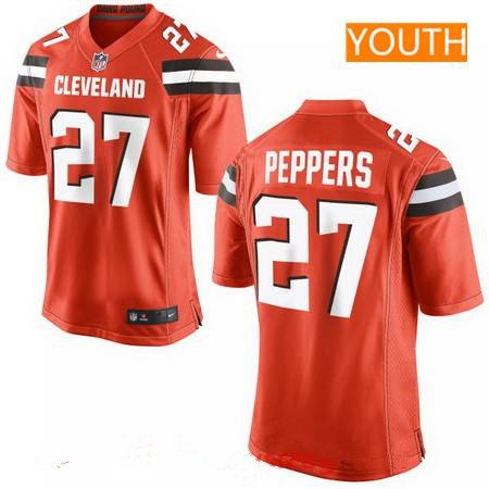 Youth 2017 NFL Draft Cleveland Browns #27 Jabrill Peppers Orange Alternate Stitched NFL Nike Game Jersey inbean