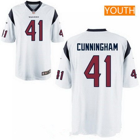 Youth 2017 NFL Draft Houston Texans #41 Zach Cunningham White Road Stitched NFL Nike Game Jersey inbean