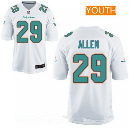 Youth Miami Dolphins #29 Nate Allen White Road Stitched NFL Nike Game Jersey inbean