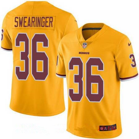 Youth Washington Redskins #36 D.J. Swearinger Gold 2016 Color Rush Stitched NFL Nike Limited Jersey inbean