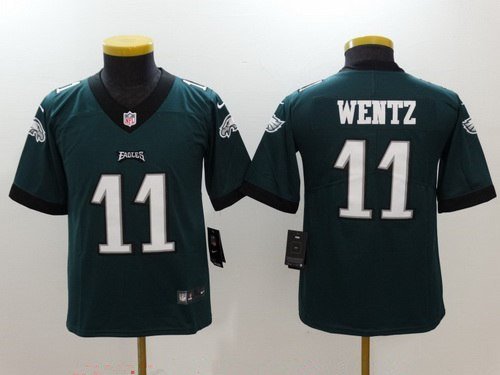 Youth Philadelphia Eagles #11 Carson Wentz Midnight Green 2017 Vapor Untouchable Stitched NFL Nike Limited Jersey inbean