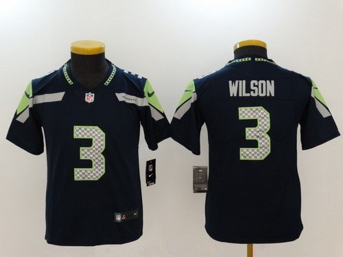 Youth Seattle Seahawks #3 Russell Wilson Navy Blue 2017 Vapor Untouchable Stitched NFL Nike Limited Jersey inbean