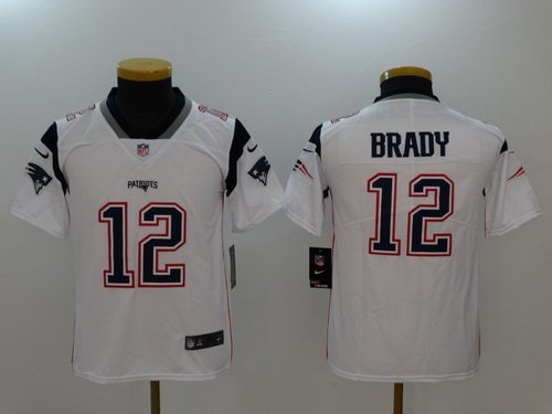 Youth New England Patriots #12 Tom Brady White 2017 Vapor Untouchable Stitched NFL Nike Limited Jersey inbean