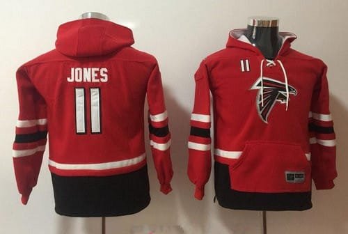 Youth Atlanta Falcons #11 Julio Jones NEW Red Pocket Stitched NFL Pullover Hoodie inbean