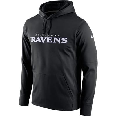 Men's Baltimore Ravens Nike Black Circuit Wordmark Essential Performance Pullover Hoodie inbean