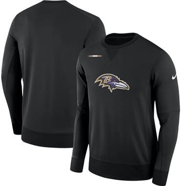 Men's Baltimore Ravens Nike Black Sideline Team Logo Performance Sweatshirt inbean