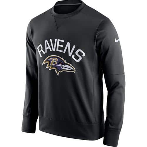 Men's Baltimore Ravens Nike Black Sideline Circuit Performance Sweatshirt inbean