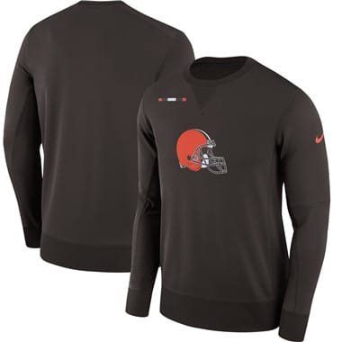 Men's Cleveland Browns Nike Brown Sideline Team Logo Performance Sweatshirt inbean