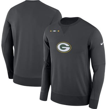 Men's Green Bay Packers Nike Charcoal Sideline Team Logo Performance Sweatshirt inbean