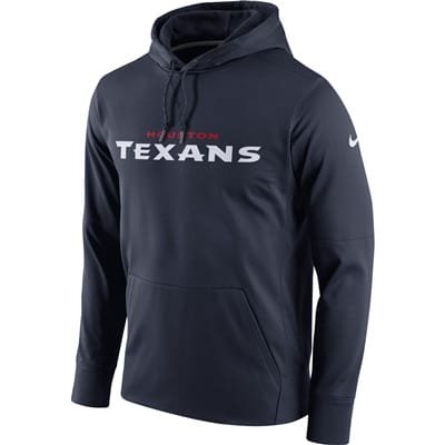 Men's Houston Texans Nike Navy Circuit Wordmark Essential Performance Pullover Hoodie inbean