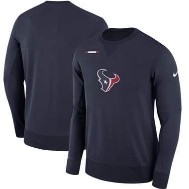 Men's Houston Texans Nike Navy Sideline Team Logo Performance Sweatshirt inbean