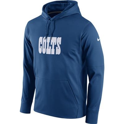 Men's Indianapolis Colts Nike Royal Circuit Wordmark Essential Performance Pullover Hoodie inbean