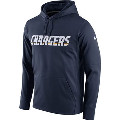 Men's Los Angeles Chargers Nike Navy Circuit Wordmark Essential Performance Pullover Hoodie inbean