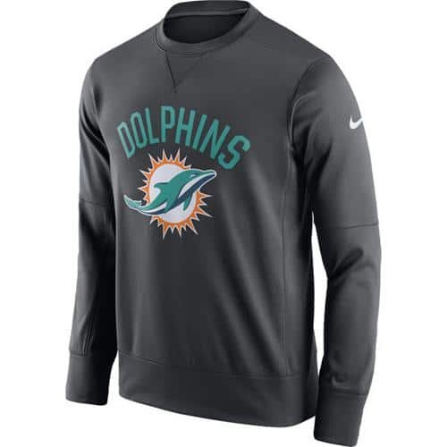 Men's Miami Dolphins Nike Anthracite Sideline Circuit Performance Sweatshirt inbean