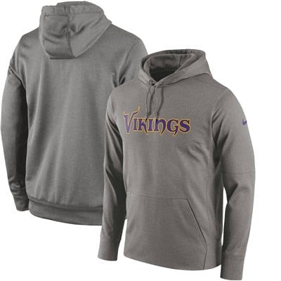 Men's Minnesota Vikings Nike Gray Circuit Wordmark Essential Performance Pullover Hoodie inbean