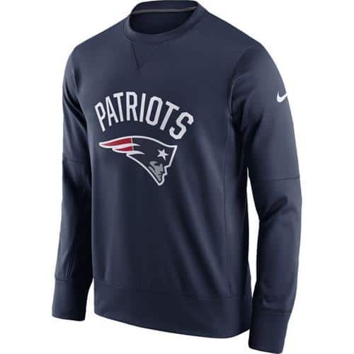 Men's New England Patriots Nike Navy Sideline Circuit Performance Sweatshirt inbean