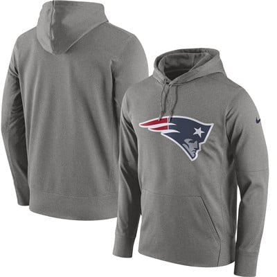 Men's New England Patriots Nike Gray Circuit Logo Essential Performance Pullover Hoodie inbean