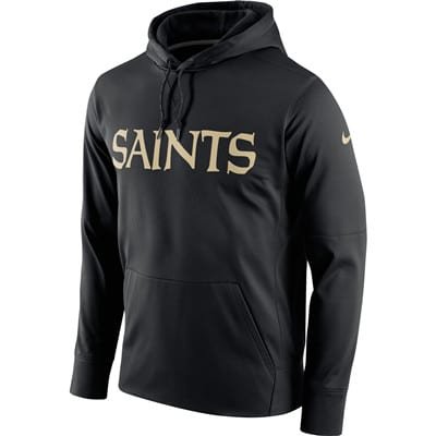 Men's New Orleans Saints Nike Black Circuit Wordmark Essential Performance Pullover Hoodie inbean