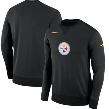 Men's Pittsburgh Steelers Nike Black Sideline Team Logo Performance Sweatshirt inbean