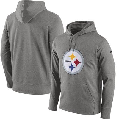 Men's Pittsburgh Steelers Nike Gray Circuit Logo Essential Performance Pullover Hoodie inbean