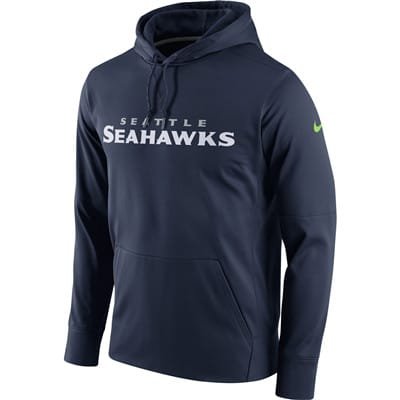 Men's Seattle Seahawks Nike Navy Circuit Wordmark Essential Performance Pullover Hoodie inbean