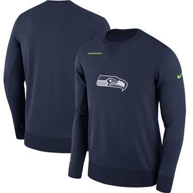 Men's Seattle Seahawks Nike Navy Sideline Team Logo Performance Sweatshirt inbean