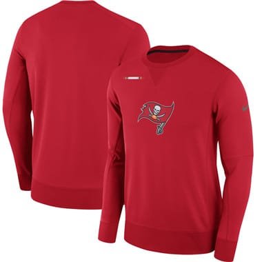 Men's Tampa Bay Buccaneers Nike Red Sideline Team Logo Performance Sweatshirt inbean