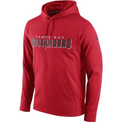 Men's Tampa Bay Buccaneers Nike Red Circuit Wordmark Essential Performance Pullover Hoodie inbean