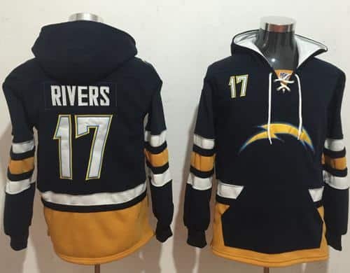 Nike Los Angeles Chargers #17 Philip Rivers Navy Blue Gold Name & Number Pullover NFL Hoodie inbean