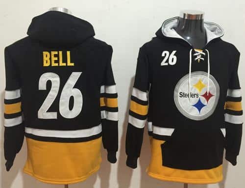 Nike Pittsburgh Steelers #26 Le'Veon Bell Black Gold Name & Number Pullover NFL Hoodie inbean