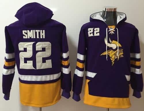 Nike Minnesota Vikings #22 Harrison Smith Purple Gold Name & Number Pullover NFL Hoodie inbean