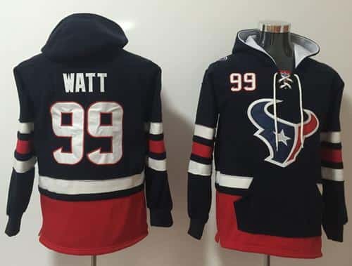 Nike Houston Texans #99 J.J. Watt Navy Blue Red Name & Number Pullover NFL Hoodie inbean