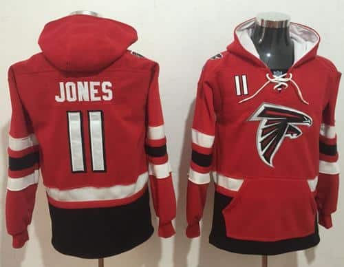 Nike Atlanta Falcons #11 Julio Jones Red Black Name & Number Pullover NFL Hoodie inbean