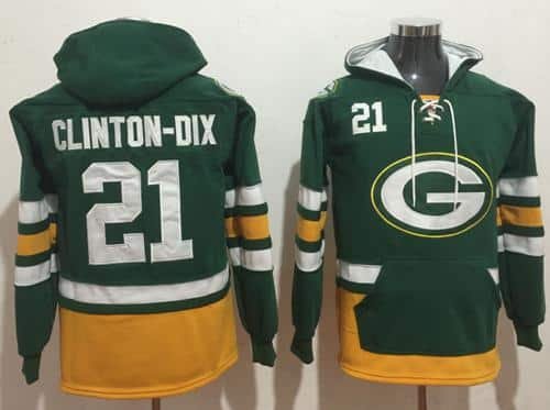 Nike Green Bay Packers #21 Ha Ha Clinton-Dix Green Gold Name & Number Pullover NFL Hoodie inbean