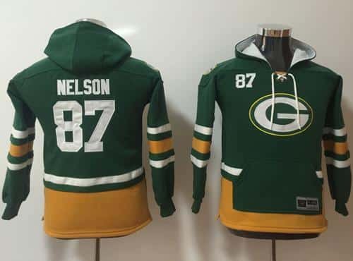 Nike Green Bay Packers #87 Jordy Nelson Green Youth Name & Number Pullover NFL Hoodie inbean